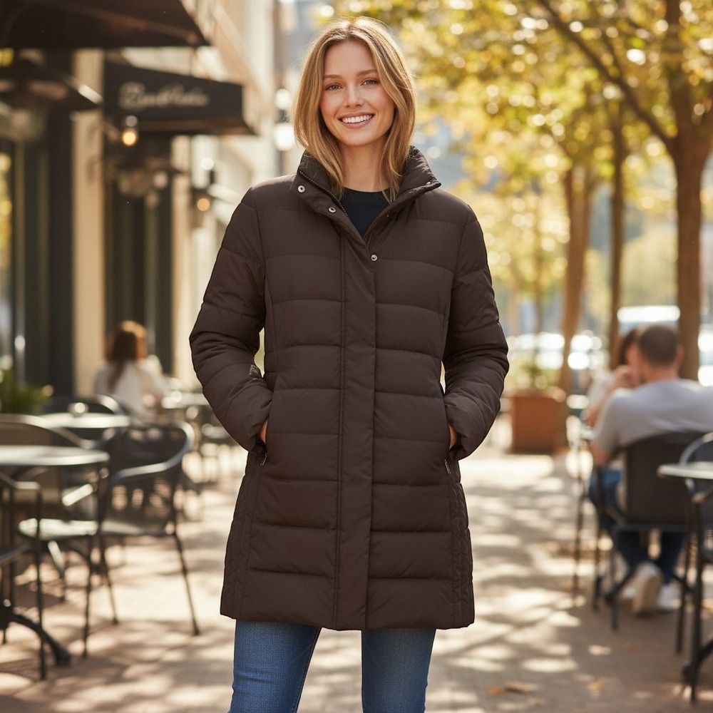 Athletic Works Womens Brown Puffer Coat Down Feather Fill XL AW353708